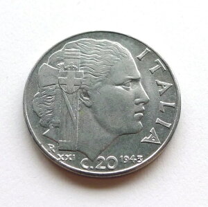 C^A 50 CENTESIMI 1943-R XXIA򂠂AA󏭂Ȓ~gAKM#76B
