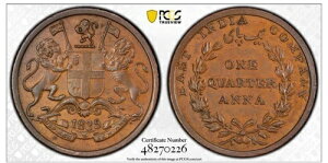 �C�M���X�̃C���h 1835�N M 1/4 �A���i���� PCGS AU58 �󏭃L�[�f�[�g�W�F��