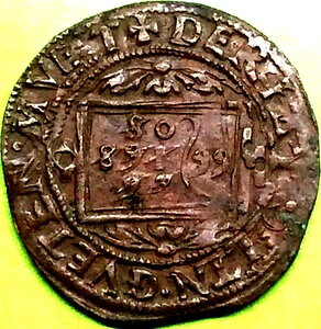 I[XgA 1522-1564 1 yjq 2.76g Ferdinand I Rechenpfennig Cu - 󏭁I