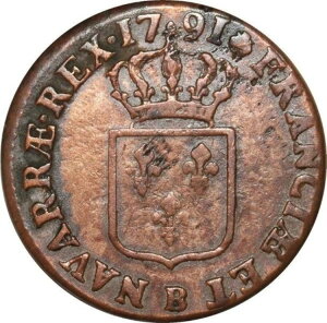 O8361 希少 ソル ルイ16世 1791 B ルーアン 2nd sem -> オファーしてください-