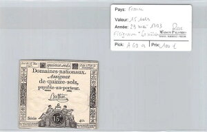 �t�����X - Assignat - 15 SOLS - 23.5.1792 - A69A ��I�� - ���A!