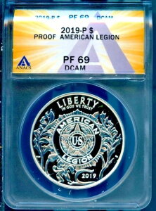 2019-P �V���o�[ $1 �v���[�t �A�����J�����M�I�� PF69 DCAM ANACS # 7880503 + �{�[�i�X