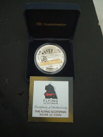 ジャージー。2013年 シルバー (.925) プルーフ 5ポンド フライング・スコッツマン。箱付き COA