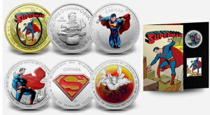 スーパーマン75周年記念、2013年 - 7枚セット - 銀貨5枚、金貨1枚、コイン&切手