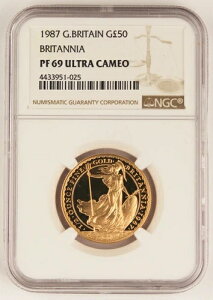 イギリス 1987年 ブリタニア 1/2オンス 金貨 50ポンド プルーフコイン NGC PF69 UC