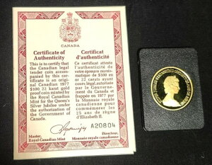 1977年 カナダ エリザベス2世 シルバージュビリー 1/2オンス 金貨 プルーフ 100ドル