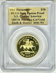 1857/0 $10 49er z[X} .906  S.S. ZgAJ PCGS RC