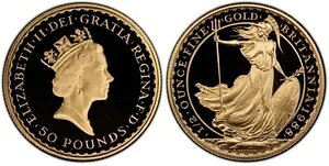 1988年 英国金貨 1/2オンス 50ポンド ブリタニア ~ PCGS PF69 DCAM ~ より良い日付