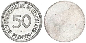 Frg 50 Pfennig (1950) J �v���[�u / Reduction Der Wertseite IN �V���o�[ EA/ Pf 124027