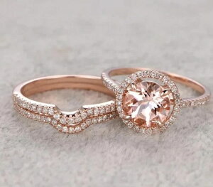 1.0CT �����K�i�C�g & 1.0CT �V�R�_�C�������h �E�F�f�B���O �g���I �����O �Z�b�g 10k ���[�Y �S�[���h 10�B
