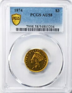1874�N 3�h�� �C���f�B�A���w�b�h���� PCGS AU58