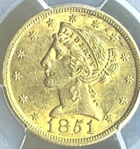 1851NčǔsoeB5h AU58 PCGS CARCł͂ȂP[XIAI