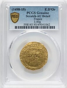 フランス 1498-15 - ルイ 12 世 - Ecu d'Or au porc-?pic - PCGS AU 詳細 - 非常に希少