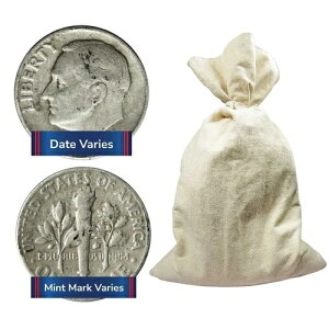 1000枚入りバッグ - 90%銀製ルーズベルト・ダイム 100ドル額面、日付入り