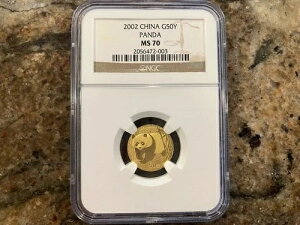 2002年 1/10オンス 50元 中国金貨 パンダ MS 70