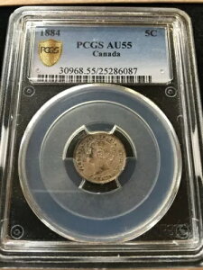 1884�N Far, Blunt 4 PCGS�O���[�h�J�i�_�X���[���V���o�[5�Z���g�A**AU-55**