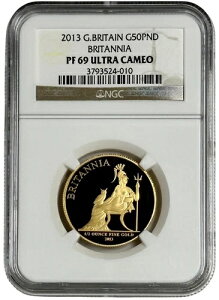 2013年 イギリス 50ポンド金貨 1/2オンス ブリタニア 351 鋳造コイン NGC PF 69 UC