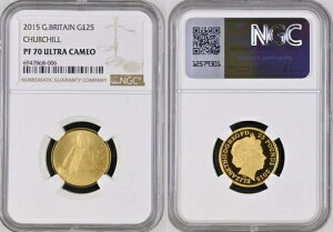 ウィンストン・チャーチル没後50周年記念 2015年 英国 1/4オンス 金貨プルーフ PF 70