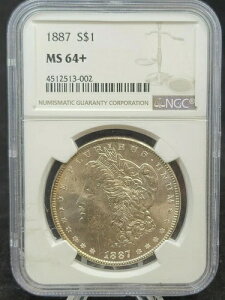 1887-P �����K�� �V���o�[ 1�h�� ���C�g�g�[�j���O NGC MS64+ (G581)