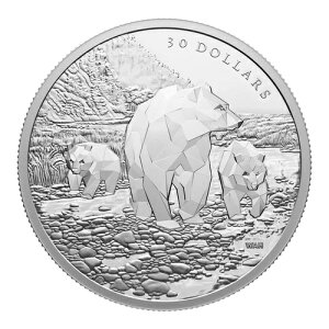 2023年 2オンス 30ドル 多面的な動物ファミリー:グリズリーベア 純銀貨