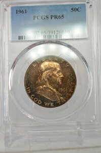 PR65 1961 PCGS�O���[�h �t�����N���� �V���o�[ �n�[�t�_���[ �v���[�t �����X�^�[�g�[�� ���A�R�C��