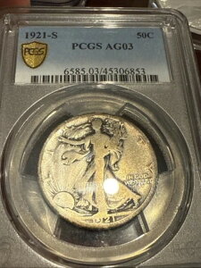 1921-S �E�H�[�L���O�E���o�e�B�E�n�[�t�_���[ 50�Z���g PCGS AG03 - �L�[�f�[�g - ���[�{�[�� - ��