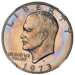 1973-S アイゼンハワー ダラー クラッド NGC PF 67 モンスタートーン アイクアルバムトーン