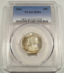 1964�N PCGS MS66 ���V���g�� �N�H�[�^�[ 25�Z���g �i�C�X�g�[�� �V���o�[ MS 66