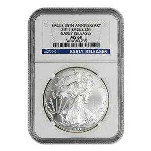 2011�N �A�����J�� �V���o�[ �C�[�O�� NGC MS-69 �A�[���[�����[�X 25���N�L�O