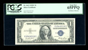DBR 1935-E 1ドル銀貨 1614年製 EIブロックジェム PCGS 65 PPQ シリアル番号 E25432119I