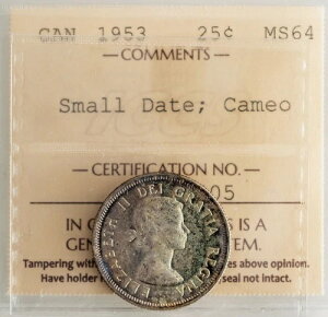�J�i�_�B�G���U�x�X2�� 1953�N SD 25�Z���g ICCS MS 64 �J���I 5.83g�A23.8mm KM-52