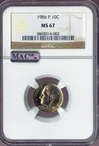 1986-P ���[�Y�x���g �_�C�� NGC MS67 MAC �~���g�i��??
