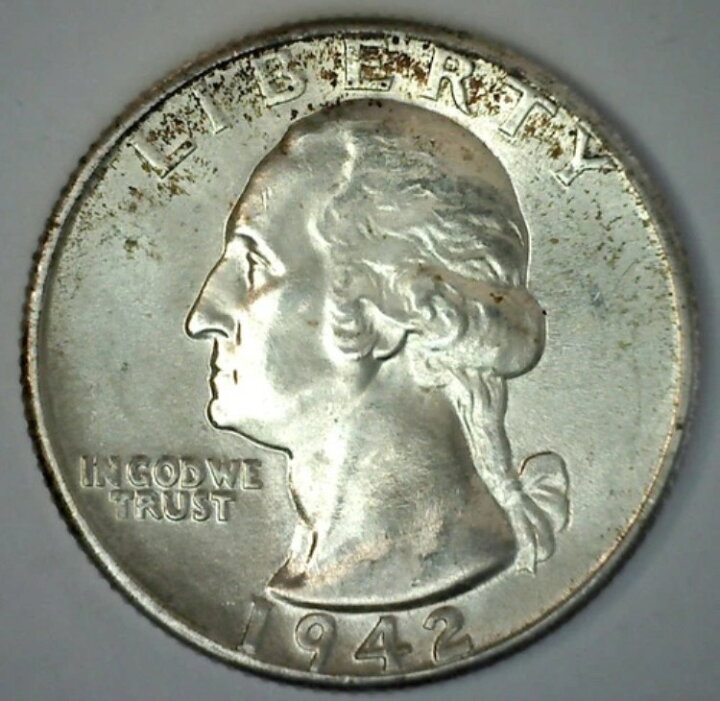 楽天市場】1942年ワシントンクォーターコイン 25セント銀貨 未流通 