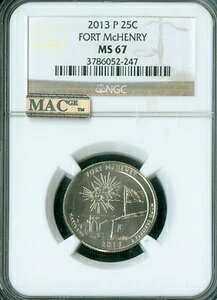 2013 P Mc HENRY �z���C�g���x�� �N�H�[�^�[ NGC MS67 2ND FINEST REGISTRY MAC �X�|�b�g���X *