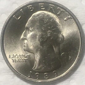 2枚の高品質アメリカワシントンクォーター、1989年ミントマークP