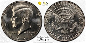 1991 D 50C �P�l�f�B �n�[�t�_���[ PCGS MS64 �S�[���h�V�[���h���g�D���[�r���[�ی�