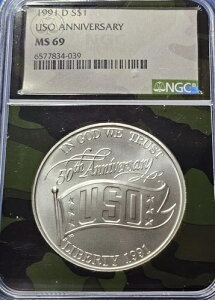 1991-D USO $1 NGC MS 69 ���_���R�����V���o�[�_���[�J���R�A!