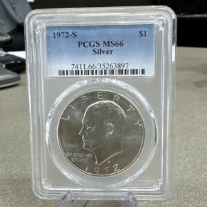 1972�N S $1 PCGS MS66 �V���o�[ �A�C�[���n���[�u�A�C�N�v�h�� 40% �V���o�[ ���i��