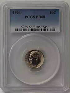 PR68 1964 PCGS �O���[�f�b�h �v���[�t �V���o�[ ���[�Y�x���g �_�C�� �� �����ʃR�C�� PR 68