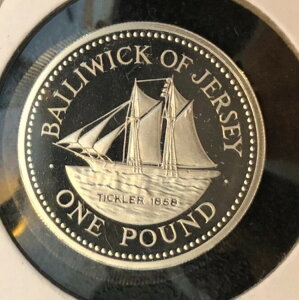 1991年 ジャージー 1ポンド プルーフ銀貨 - 帆船 ティクラー・スクーナー - MTG=3000