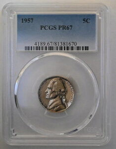 PR67 1957NWFt@[\jbP PCGSO[h US 5C v[t P-MINT EXACT RC1