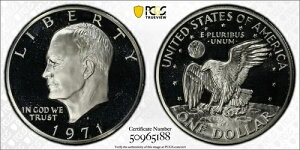 1971�N S $1 �v���[�t �A�C�[���n���[ �h�� PCGS PR 69 CAM �V���o�[ �y�O���b�O �V�i�Ӓ�ς�