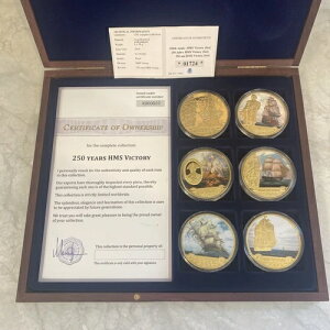 250周年記念 HMS ヴィクトリーセット、金メッキプルーフメダル 6枚、ケース入り
