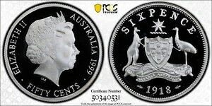 1999N I[XgA  6yX 1918N 6d 50Zg - PCGS PR69DCAM