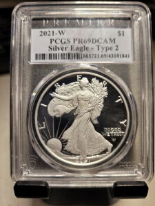2021-W �^�C�v2 �A�����J���V���o�[�C�[�O�� PCGS PR69 DCAM �v���~�A���x���t��