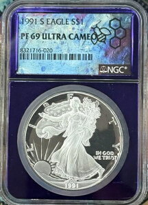 1991-S プルーフ $1 アメリカン シルバー イーグル NGC PF 69 ウルトラ カメオ トレーダー ベア コア レア