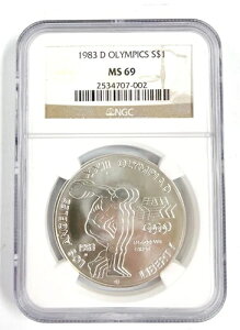 1983年 - D ロサンゼルスオリンピック MS 69 NGC 米国造幣局 デンバー 1ドル硬貨 銀貨