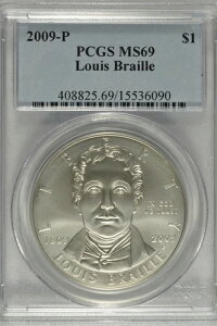 2009-P ルイ・ブライユ記念銀貨 PCGS MS69