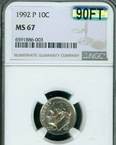 1992�N P ���[�Y�x���g �_�C�� NGC MS67 PQ MAC 90�t�B�[�g 2ND �ō����O���[�h & �X�|�b�g���X *