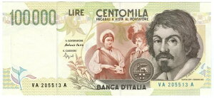 100000 ���� BANCA D'ITALIA CARAVAGGIO II TIPO LETTERA A 1994 �N 12 �� 5 �� qFDS